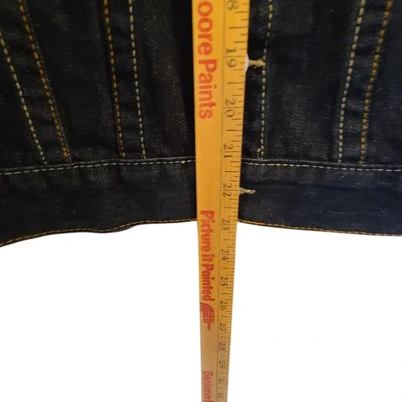True Religion Jacket Womens XL Dark‎ Wash Jimmy Denim Trucker Flap Pockets - Picture 4 of 10